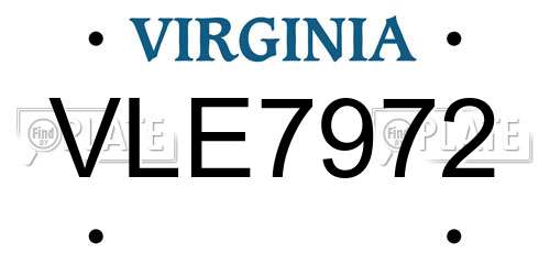 VLE7972 Virginia License Plate