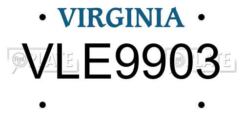 VLE9903 Virginia License Plate