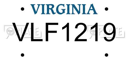 VLF1219 Virginia License Plate