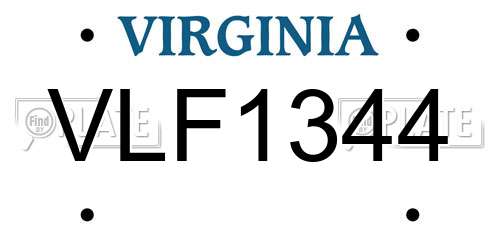VLF1344 Virginia License Plate