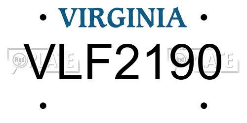 VLF2190 Virginia License Plate