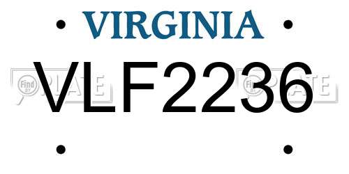 VLF2236 Virginia License Plate
