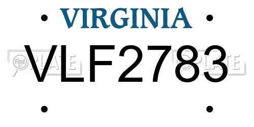 VLF2783 Virginia License Plate