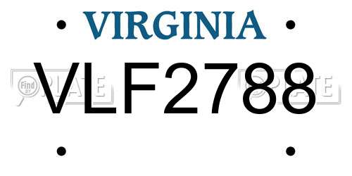 VLF2788 Virginia License Plate