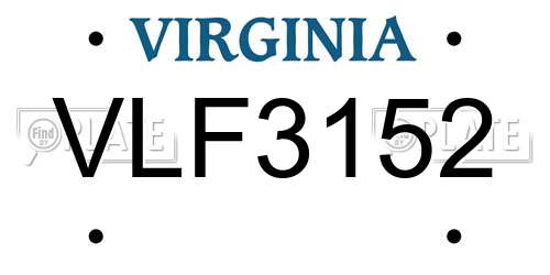 VLF3152 Virginia License Plate