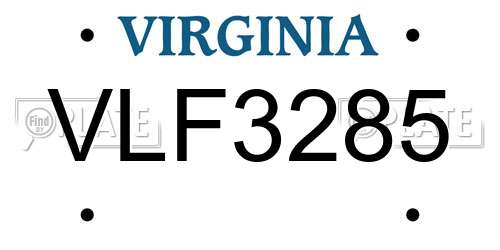 VLF3285 Virginia License Plate