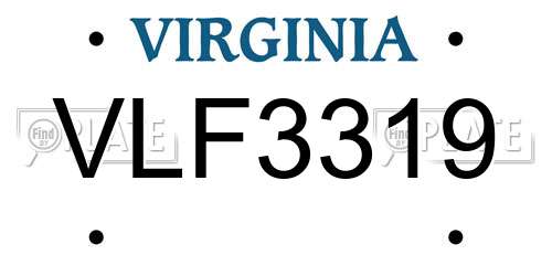 VLF3319 Virginia License Plate