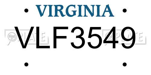 VLF3549 Virginia License Plate