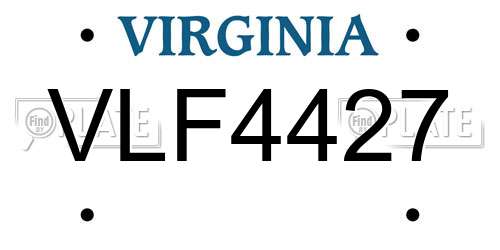 VLF4427 Virginia License Plate