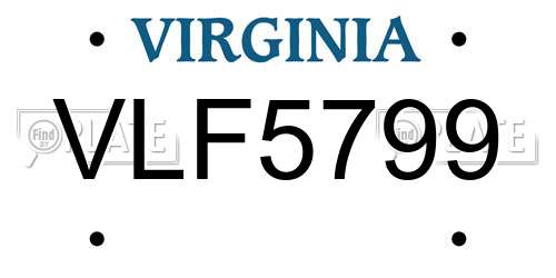 VLF5799 Virginia License Plate