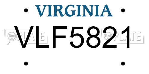 VLF5821 Virginia License Plate