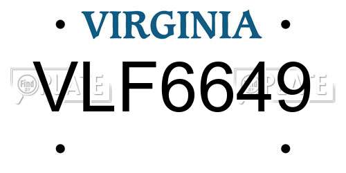 VLF6649 Virginia License Plate