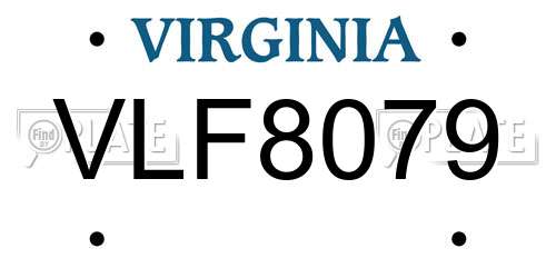 VLF8079 Virginia License Plate