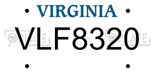 VLF8320 Virginia License Plate