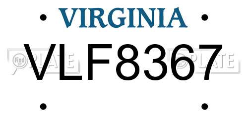 VLF8367 Virginia License Plate
