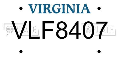 VLF8407 Virginia License Plate