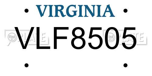 VLF8505 Virginia License Plate