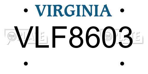 VLF8603 Virginia License Plate