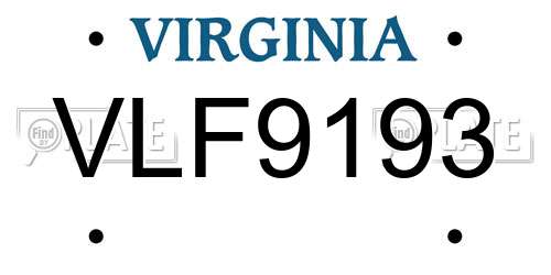 VLF9193 Virginia License Plate