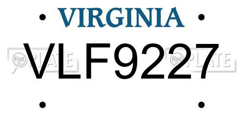 VLF9227 Virginia License Plate