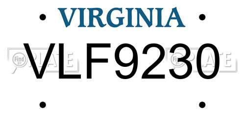 VLF9230 Virginia License Plate