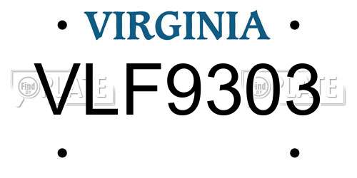 VLF9303 Virginia License Plate