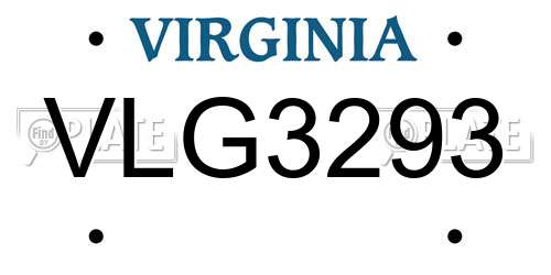 VLG3293 Virginia License Plate