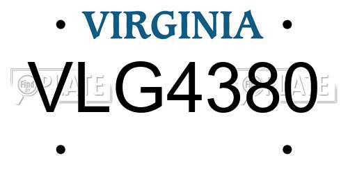 VLG4380 Virginia License Plate