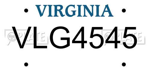 VLG4545 Virginia License Plate
