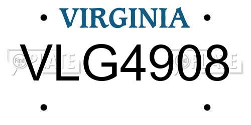 VLG4908 Virginia License Plate