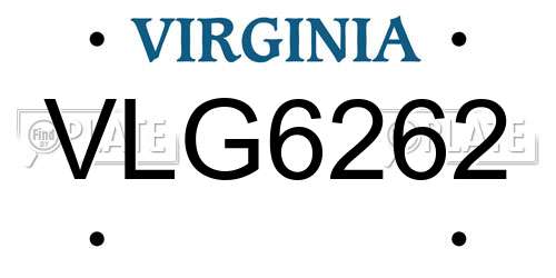 VLG6262 Virginia License Plate