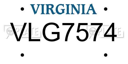 VLG7574 Virginia License Plate
