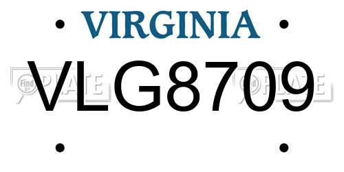 VLG8709 Virginia License Plate