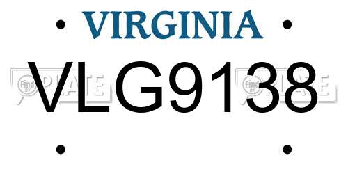 VLG9138 Virginia License Plate