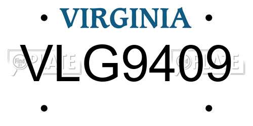 VLG9409 Virginia License Plate