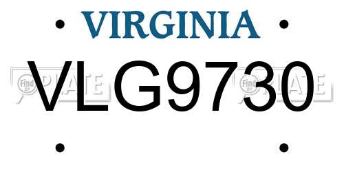 VLG9730 Virginia License Plate