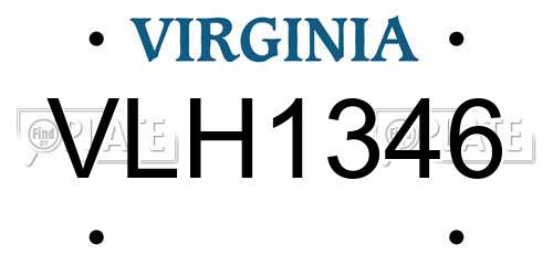 VLH1346 Virginia License Plate