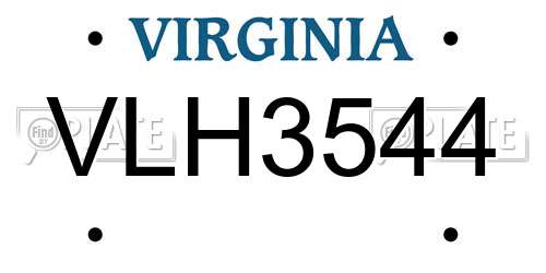 VLH3544 Virginia License Plate