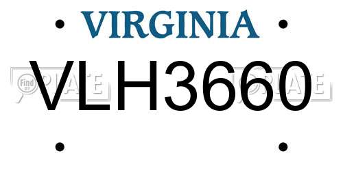 VLH3660 Virginia License Plate