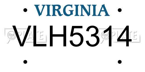 VLH5314 Virginia License Plate