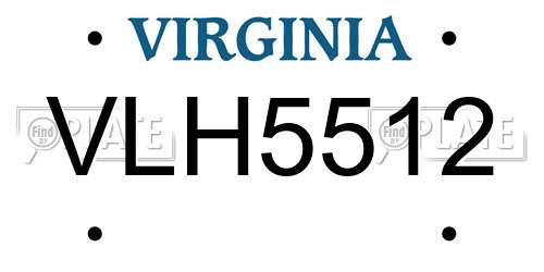 VLH5512 Virginia License Plate