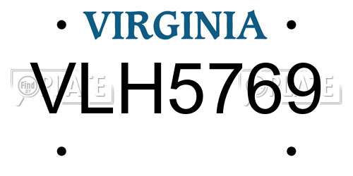 VLH5769 Virginia License Plate