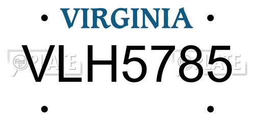 VLH5785 Virginia License Plate
