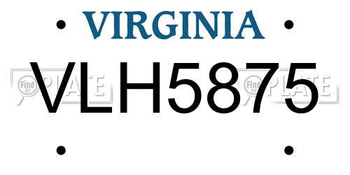 VLH5875 Virginia License Plate