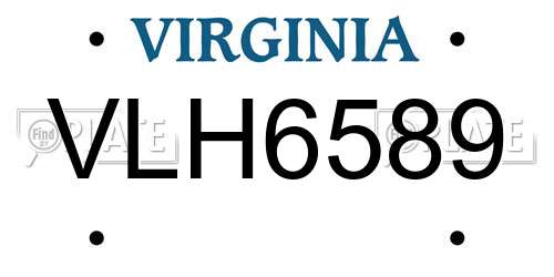 VLH6589 Virginia License Plate