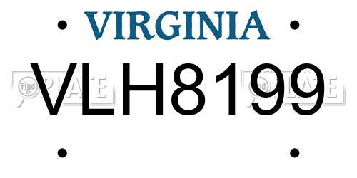 VLH8199 Virginia License Plate