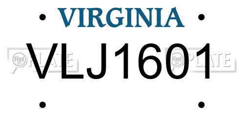 VLJ1601 Virginia License Plate
