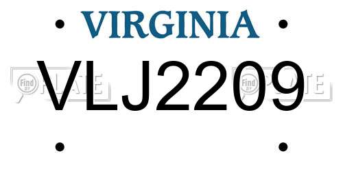 VLJ2209 Virginia License Plate