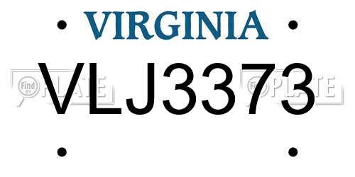 VLJ3373 Virginia License Plate
