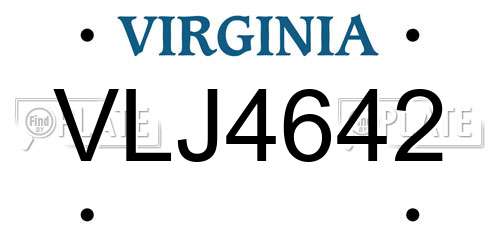 VLJ4642 Virginia License Plate
